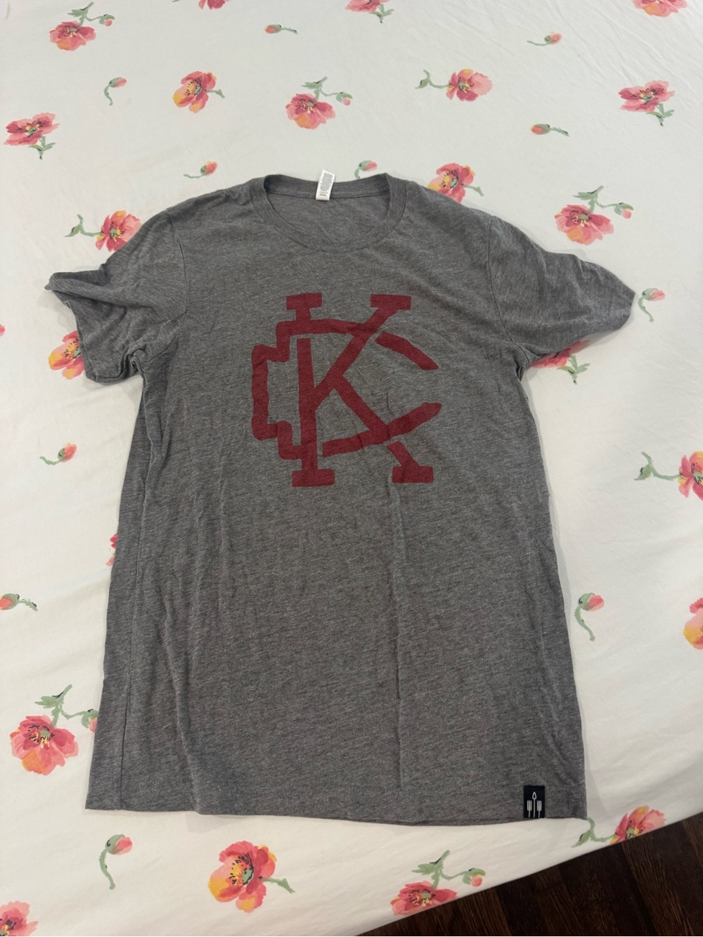 Gray Short Sleeve Tee with Red KC Logo - Unbranded